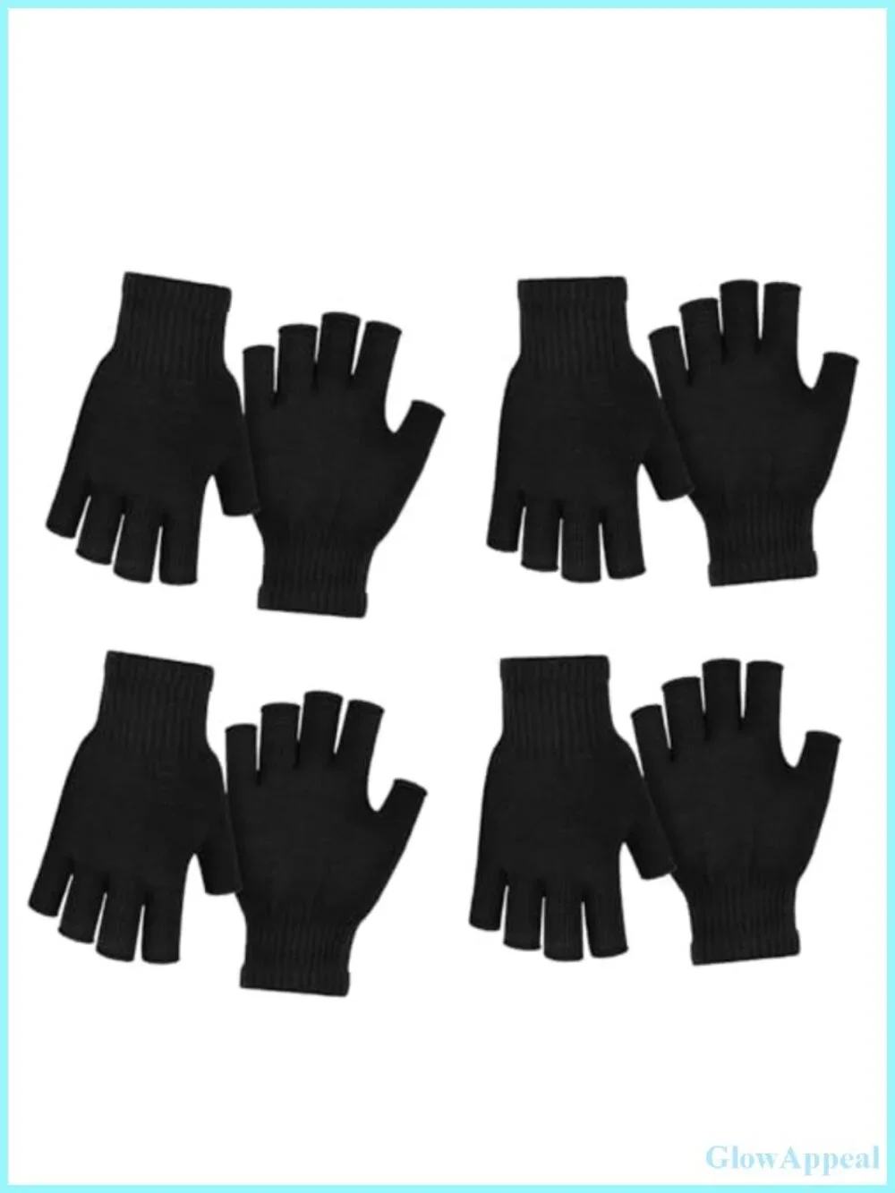 4 Pairs Fingerless Winter Gloves for Typing, Driving, Running - Half Finger,